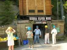 Visitors at the Sierra Silver Mine entrance in Wallace, Idaho, in the Silver Valley.
