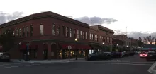 Historic brick buildings in downtown Sandpoint, Idaho, home of the Kaniksu Land Trust.