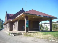 The historic Sandpoint train station in Sandpoint, Idaho.