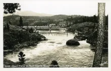 Historic photograph of Albeni Falls on the Pend Oreille River near Priest River, Idaho.