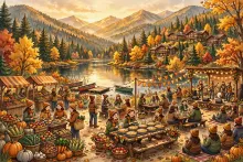 Cartoon illustration for the week-ahead events article covering Sandpoint to Coeur d'Alene