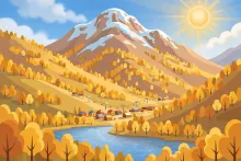 Cartoon illustration for the fall mountain conditions and Sandpoint business news article