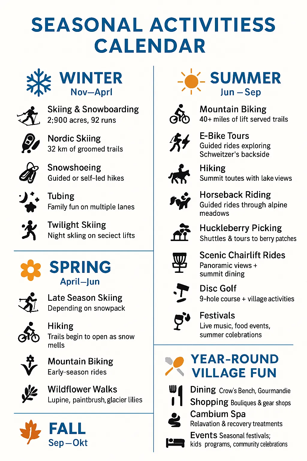 Seasonal Activities Calendar