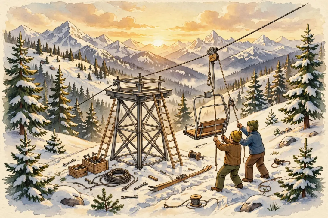 Cartoon illustration for the 1968 Schweitzer founding history article